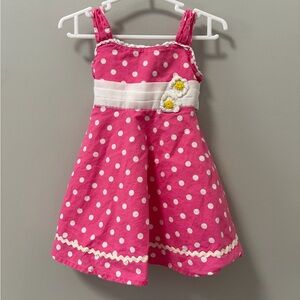 Blueberi Boulevard Pink White Polka Dot Sleeveless Easter Dress Daisies 12M